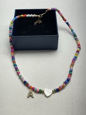 Colorful Beaded Initial Necklace for Teen Women, Custom Letter A