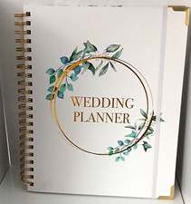 Modern Wedding Planner Spiral Bound Organizer Notebook Book White Green Gold