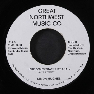 LINDA HUGHES: elvis won't be here for xmas / here comes that hurt again 7''