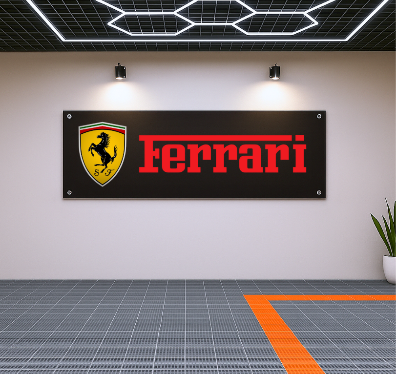 Ferrari Flag Banner – 71x24 Wall Decor for Car Enthusiasts, Garage or Man