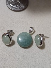 925 Sterling Silver Jad Stones Earrings Penda...