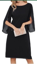 GRACE KARIN Women's Chiffon Dress Elegant Evening Cocktail Party Sz12 Black NWT