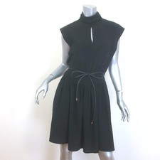 Zimmermann Roll Collar Belted Mini Dress Black Twill Size 0