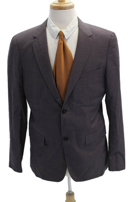 Jil Sander Mens Wool Plaid Two Button Long Sleeve Lined Blazer Dark Red Size 52