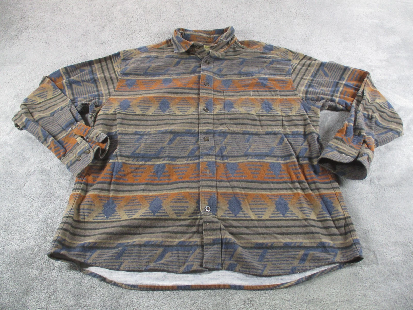 Cabelas Shirt Mens Large Multicolor Geometric Chamois Long Sleeve Button Up