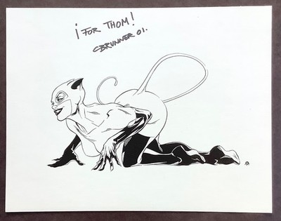 Chris Brunner Original Catwoman Drawing 11'' x 8-1/2''