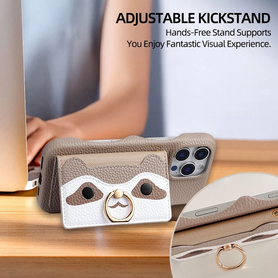 Crossbody shoulder belt back flip wallet leather case kickstand card holder - Image 4 of 4