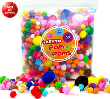 500 PCS Pompoms for Crafts,Pom Poms in Bright  Bold Assorted Colors,Pompoms for