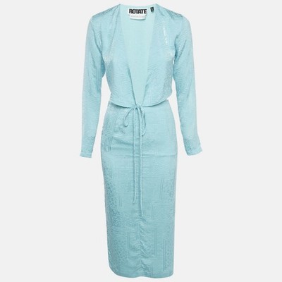 Set ROTATE BIRGER CHRISTENSEN blau strukturiertes Jacquard Wickeloberteil...