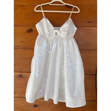 Lulus Baby Girl White Satin Babydoll Mini Dress With Pockets Engagement Size M