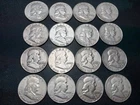 16 Mixed (Date listed) , circulated Franklin Half Dollars