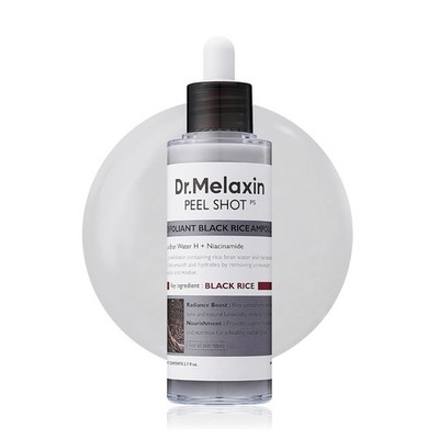 Dr. Melaxin Peel Shot Glow Black Rice Peeling Ampoule, Soft Exfoliating Scrub 