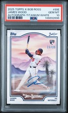 2025 Topps Bob Ross James Wood Auto RC Titanium White /35 Rookie PSA 10 Low Pop