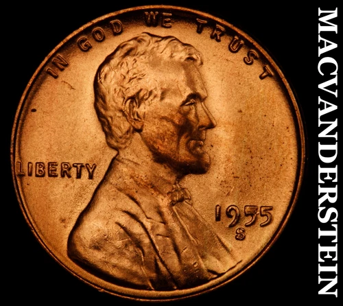 1955-S Lincoln Wheat Cent- Choice Gem Brilliant Unc Luster No Reserve #J4673