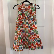 Urban Outfitters Tia Fruit Checkerboard Button Front Mini Dress Picnic Retro