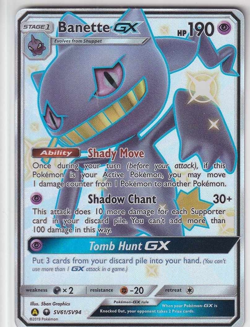 Pokemon Banette GX Card SV61/SV94 Hidden Fates NM