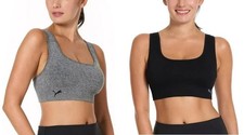Puma Women's Seamless Sports Bra 2 Pack, Black/Gray XL