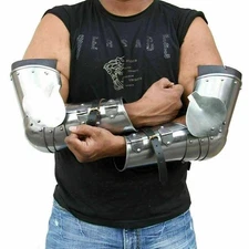 Medieval Reenactment Hand forged Steel Arm Guard Battle Armor 16 Ga SCA combat
