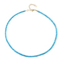 Cavill Neonblauer Apatit Halskette 49,29Ct 925 Silber Vergoldet Beads
