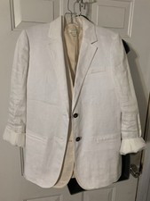 J Crew Linen Single Breasted Blazer Sz 6 Whit...