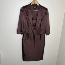 Adrianna Papell Chocolate Brown Beaded Special Occasion Dress 4