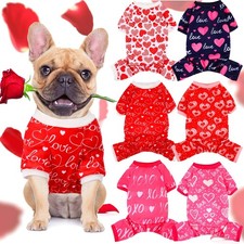 6 Pack Valentines Dog Pajamas Soft Heart Pattern L, as shown in pictures