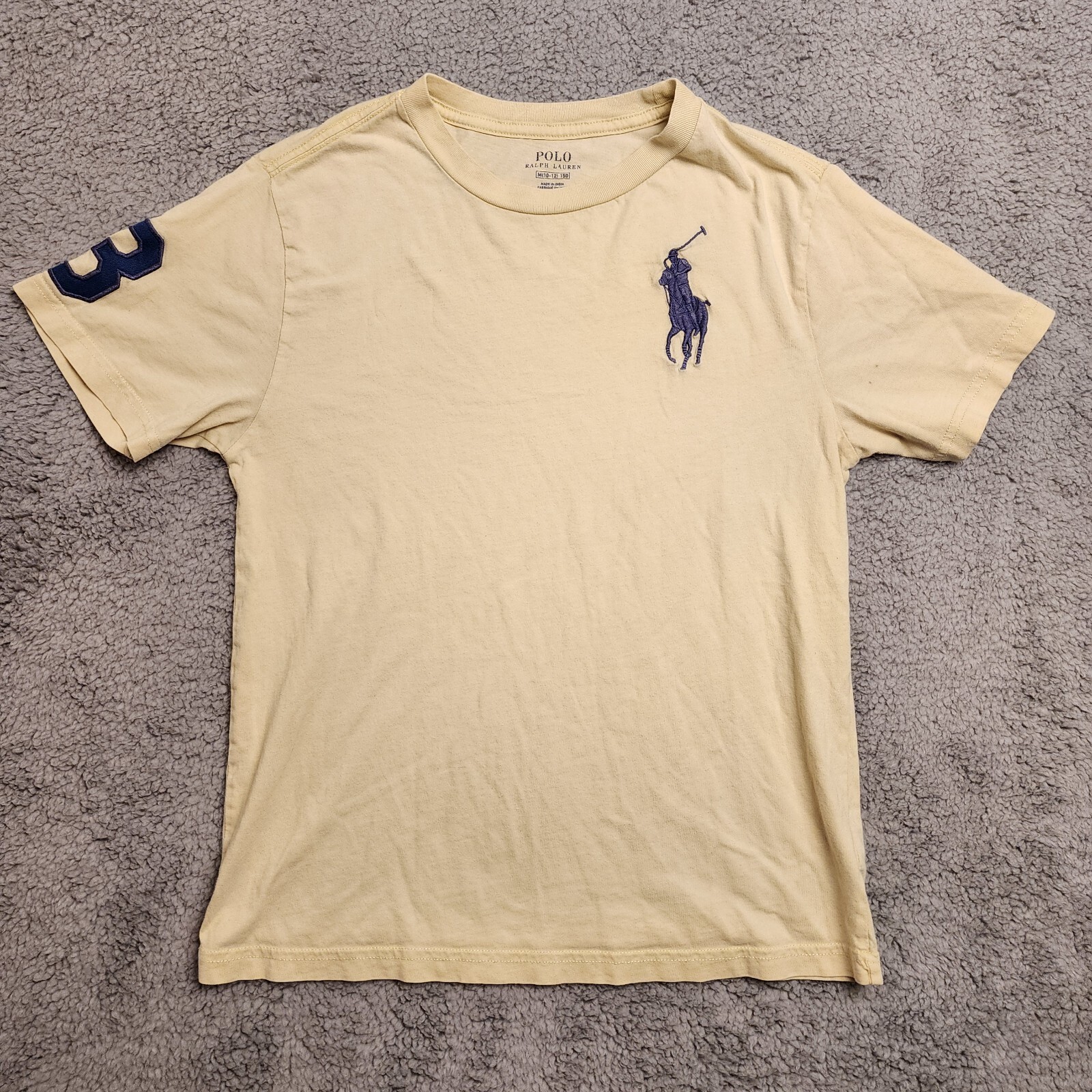 Polo Ralph Lauren T shirt pony grande giallo pallido ragazzi medi (10 12) cotone