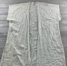 Ella Bella Women's Linen Shawl Open Front White Stripe One Size Beach Cover