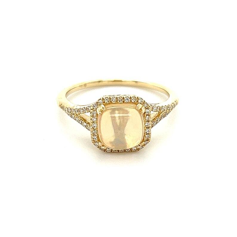 Gold-Plated Silver Ethiopian Opal Diamond Gemstone Engagement Wedding Ring