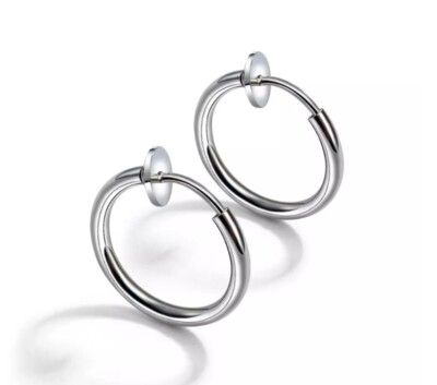 Orecchini A Clip Uomo Senza Buco - Set 12 Pezzi In Acciaio Inossidabile Argento E Nero - Foto 3