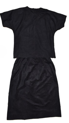 Falda de dos piezas de terciopelo negro para mujer GW Graff de 1980 hecha en EE. UU. DE COLECCIÓN - Imagen 2 de 16