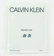Calvin Klein Clone 100 Combed Cotton Percale Floral Pillow Sham STANDARD White