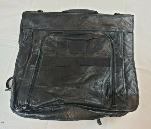 Genuine Leather Garment Bag Black 
