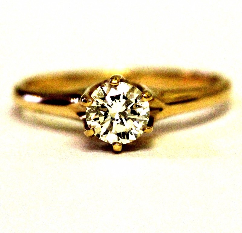 GIA 14k yellow gold .54ct VS1 O-P diamond engagement ring 2.5g estate vintage