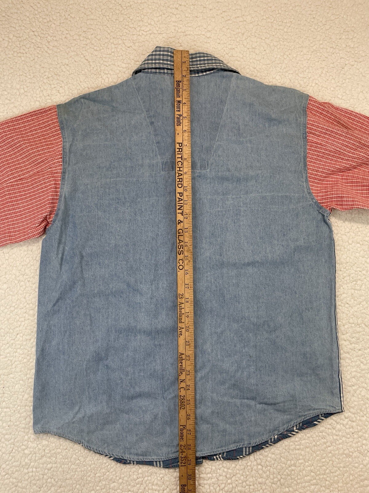 Vintage Gitano Patchwork Plaid Denim Button Shirt… - image 7