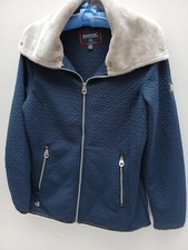 Leichte strukturierte Jacke mit durchgehendem Reißverschluss Größe 12 Kunstfellkragen & Reißverschlusstaschen vorne