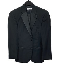 Men's Black Calvin Klein Tuxedo Jacket with Flat Front Pants Size 40L 34W