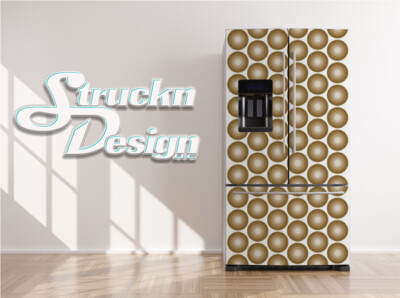 Beige Dots Balls Pattern Fridge Freezer Wrap Side Door Vinyl Decal