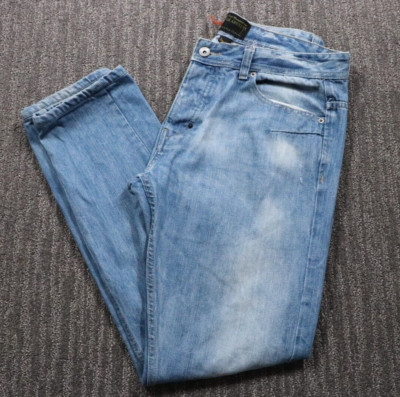Piazza Italia Distressed Men's Jeans Size 50 ( 34x32) Button Fly Slim Low Rise