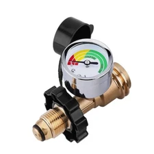 Propane Tank Brass Adapter w/ Pressure Meter Gauge for BBQ LP Gas Grill RV Set