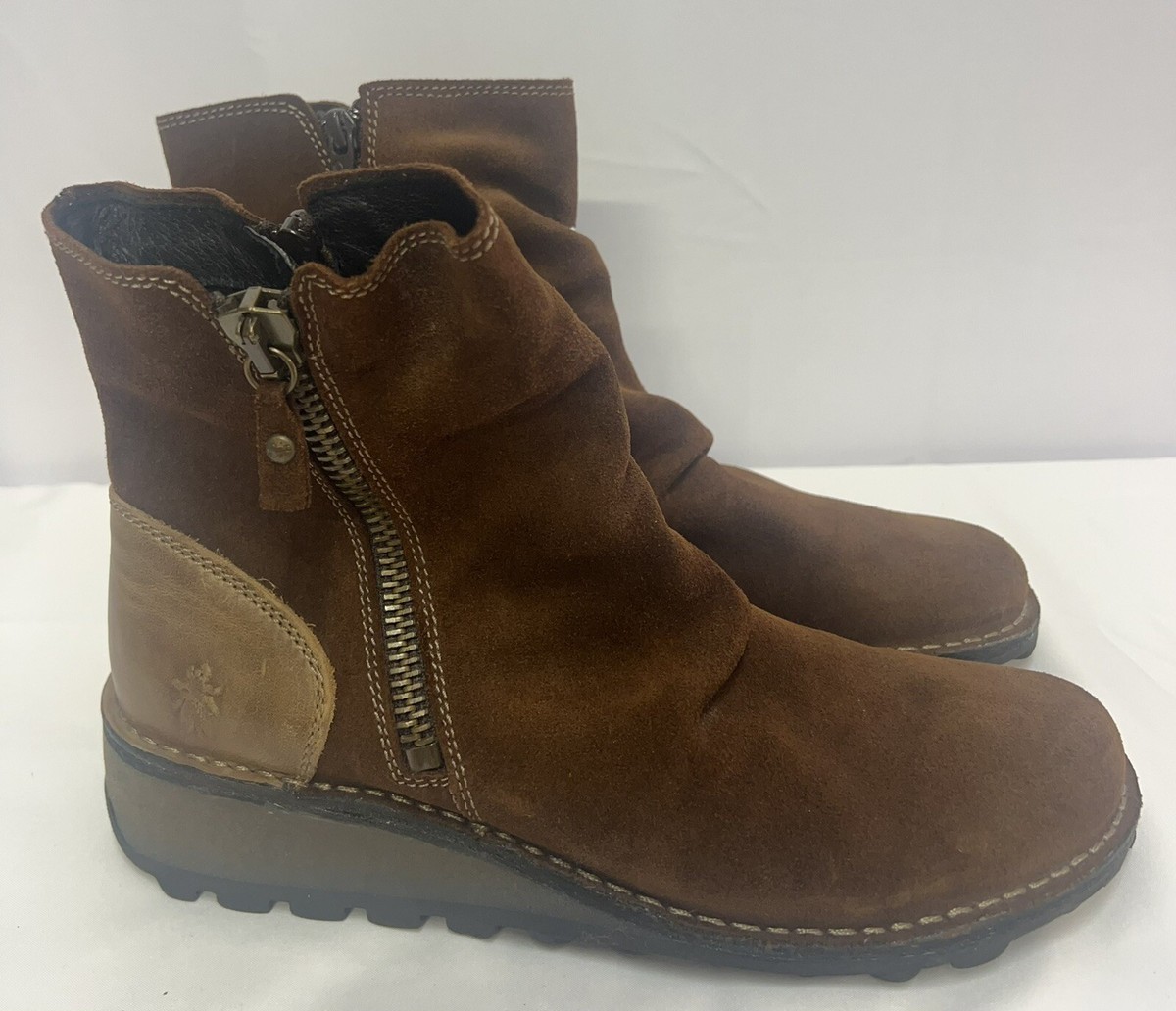 Brown Navy Fly London Boots Fly London Suede Leather Wedge Boots