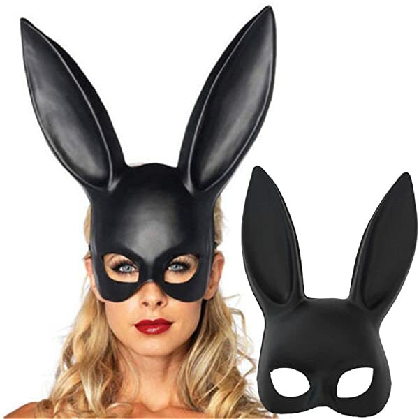 Máscara de Conejito de Navidad Mascarada Máscaras de Conejo Fiesta Disfraz Regalo Negro Mate Sexy