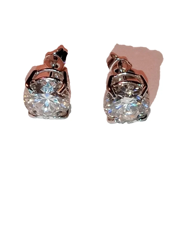 4 Ct Certified Lab Created D, VVS Moissanite Earrings 14kt Solid White Gold New - Image 3 of 4