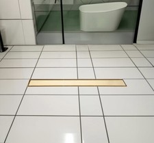 32 Inch Linear Shower Drain with Removable Square Hole Panel by Using Brushed 30