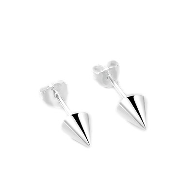 Sterling Silber massiv Punk Unisex Rund Kegel Spike Ohrstecker