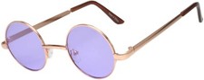 ROUND WOMEN SUNGLASSES PURPLE LENS HIPPIE HIPSTER RETRO GOLD FRAME 43 MM