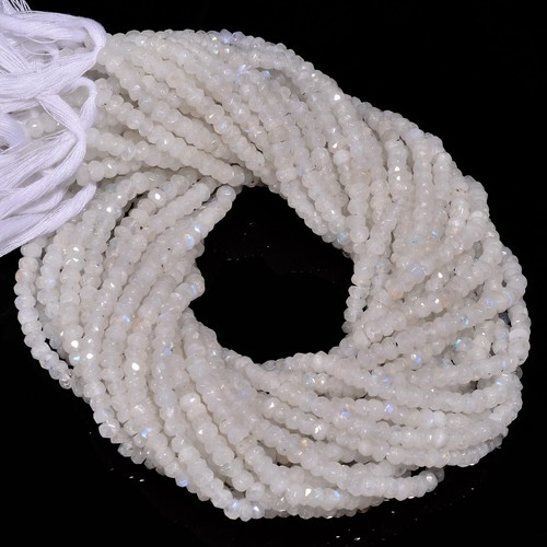 Natural Rainbow Moonstone Rondelle Shape Faceted Style Strand 13" Beads 5X5X3mm