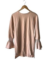 Zara Size S Bell Sleeve Dusty Rose Pink Sweatshirt Dress - NEW
