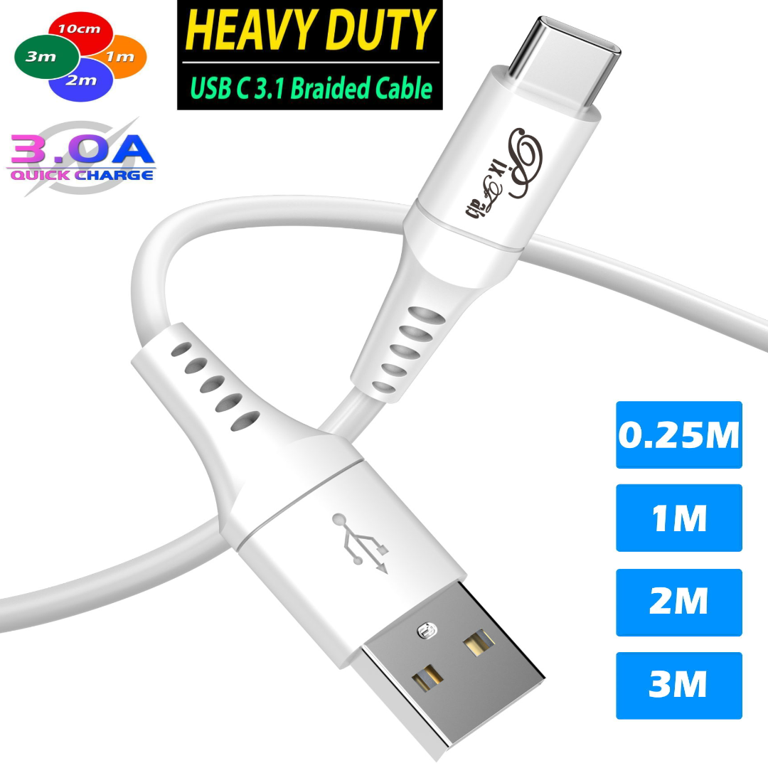 Cavo Pixfab USB A - Type-C Ricarica Rapida 1m/2m/3m Per Motorola G05, G15, G55, Edge 40 Neo, G84 E Molti Altri - 3