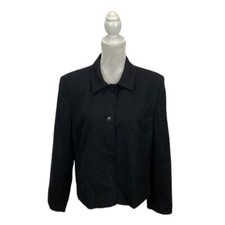 Talbots Vintage Pure New Wool Black Blazer Jacket Buttons Lined No Size Tag